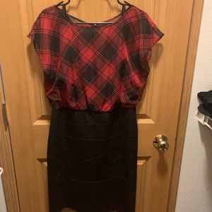 Black and Plaid Pencil Skit Style Dress